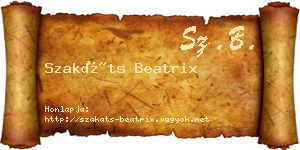 Szakáts Beatrix névjegykártya